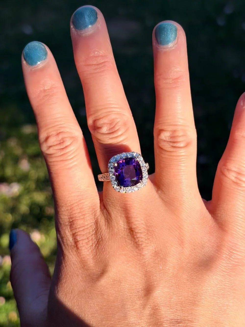 Purple Natural Gemstone Statement Ring Adjustable